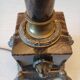 Large antique Empire style lamp in brown marble and bronze – heads of