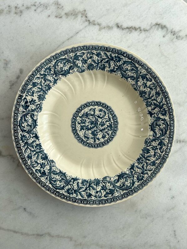 Lot de 8 assiettes creuses gien 1937 guirlandes