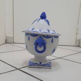White and blue earthenware candy box