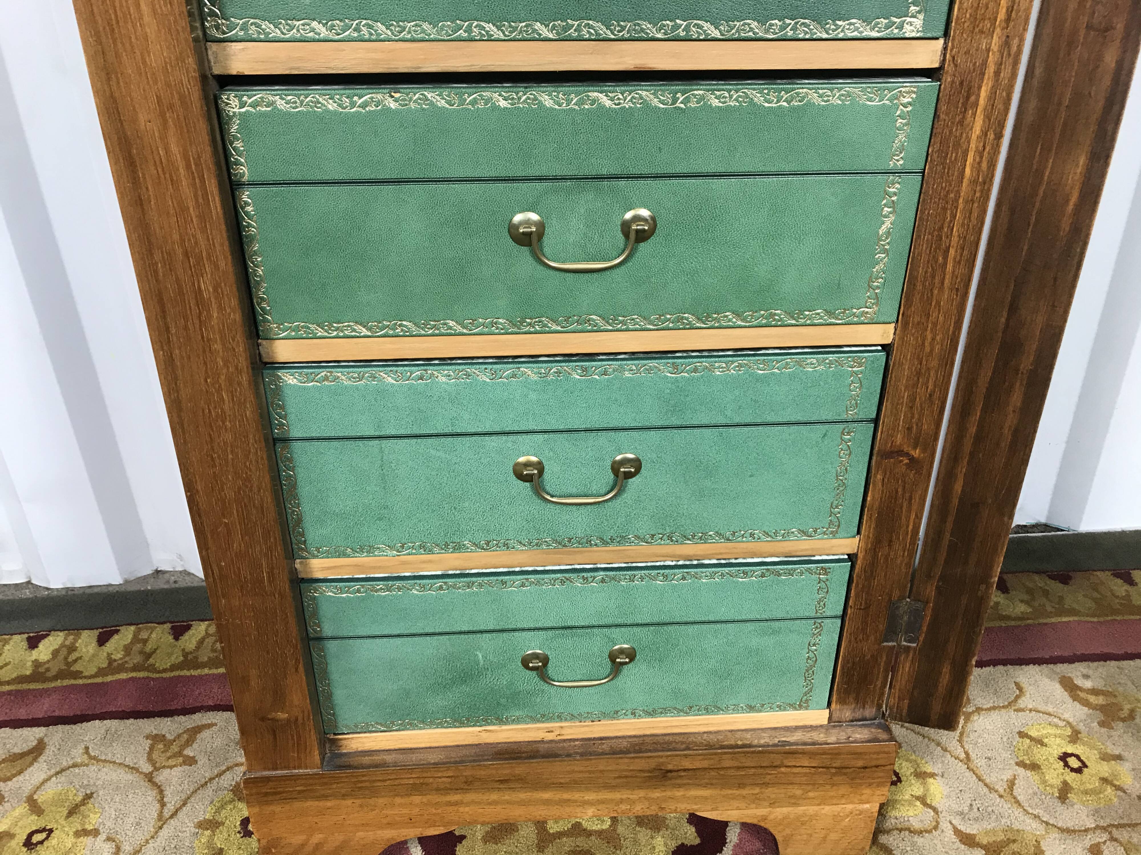 Green leather and walnut cardboard Louis Philippe