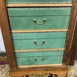 Green leather and walnut cardboard Louis Philippe