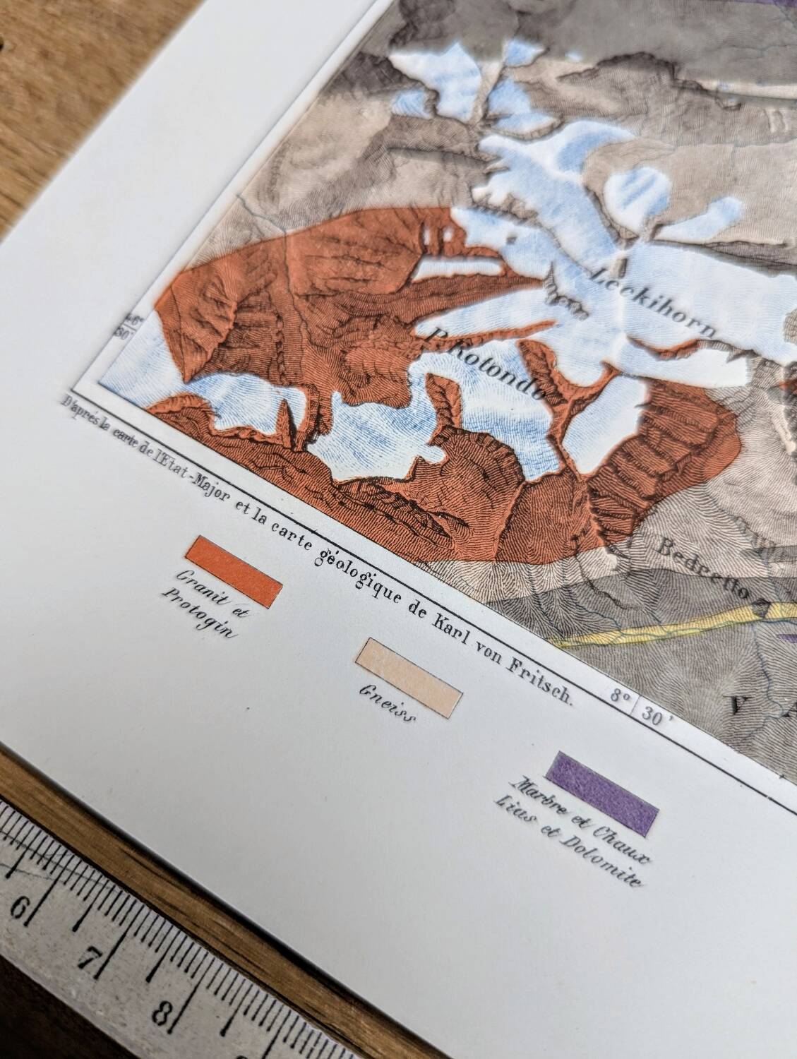 The Saint-Gothard, Switzerland, original map printed in 1878