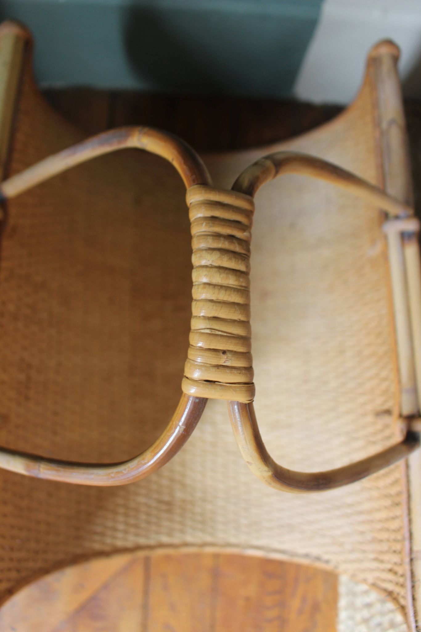 Vintage wicker log basket magazine holder
