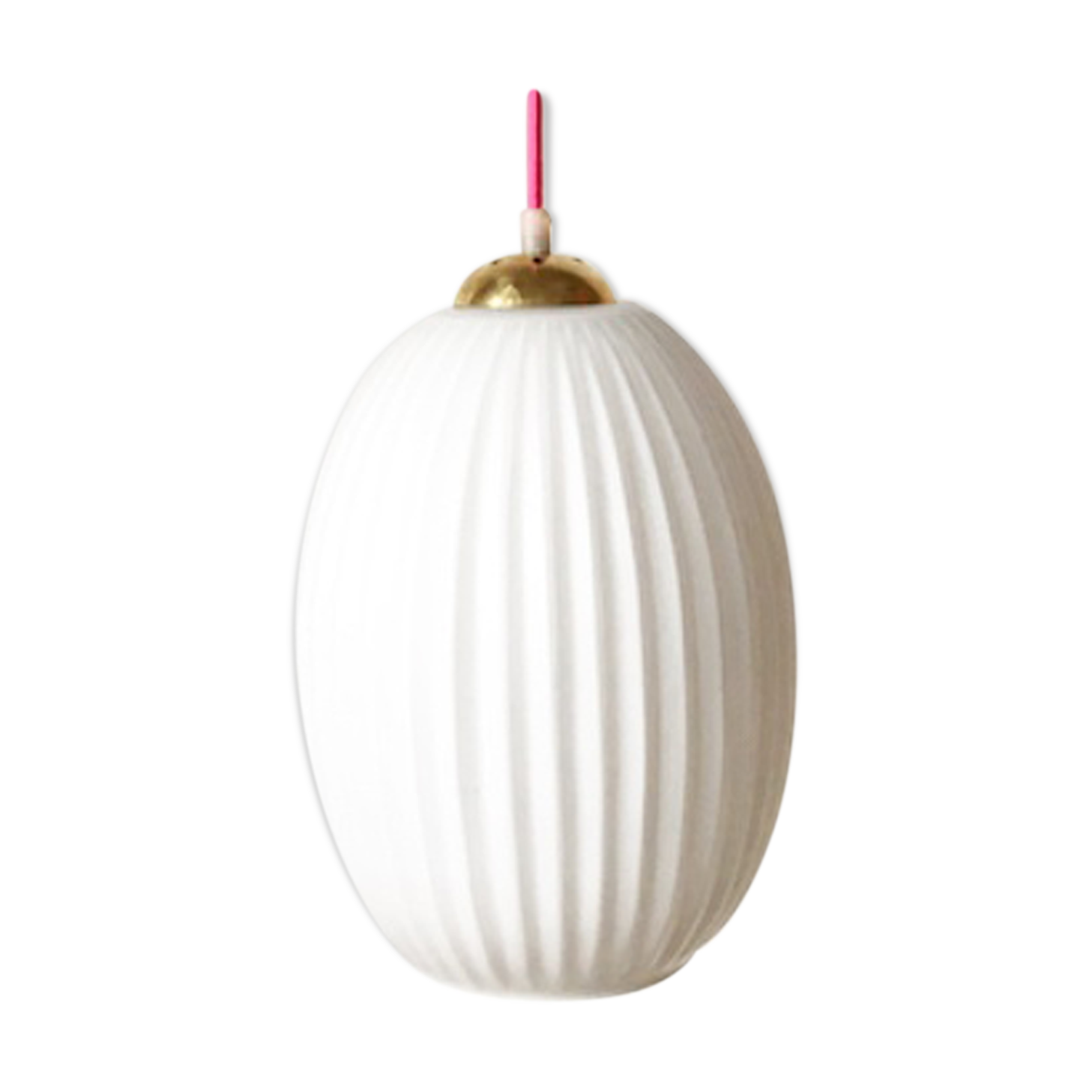 Hanging in opaline and teak Louis Kalff