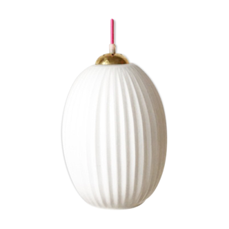 Hanging in opaline and teak Louis Kalff