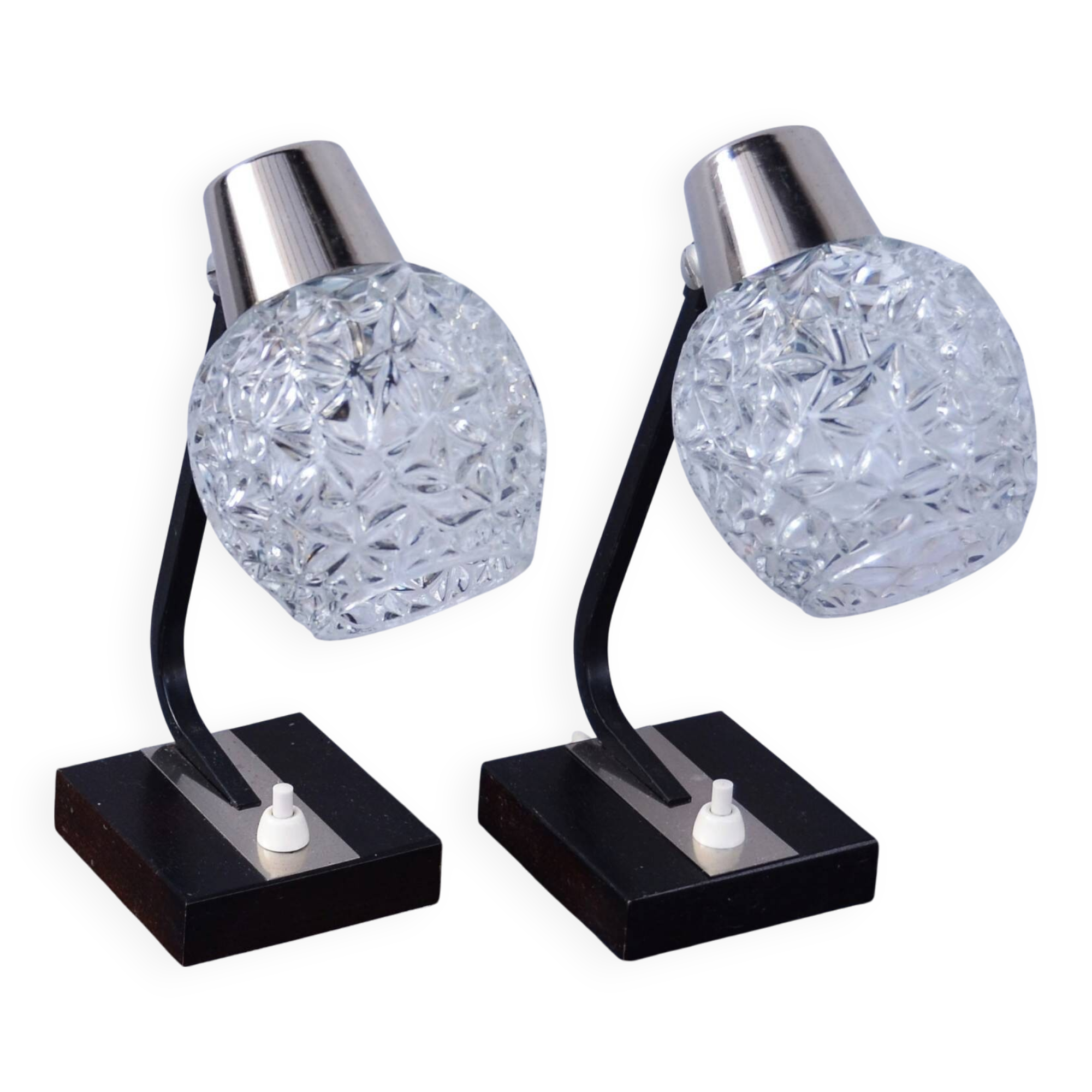 Mid Century Wooden Pair Bedside Lamps made in Germany