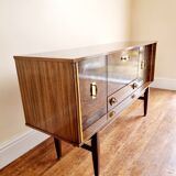 1950 / 1960 VINTAGE RETRO TWO TONE FORMICA SIDEBOARD GOLD HANDLES ALL ORIGINAL