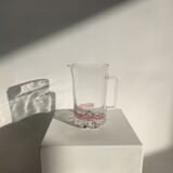 Vintage Italian orangeade pitcher made of red striped glass