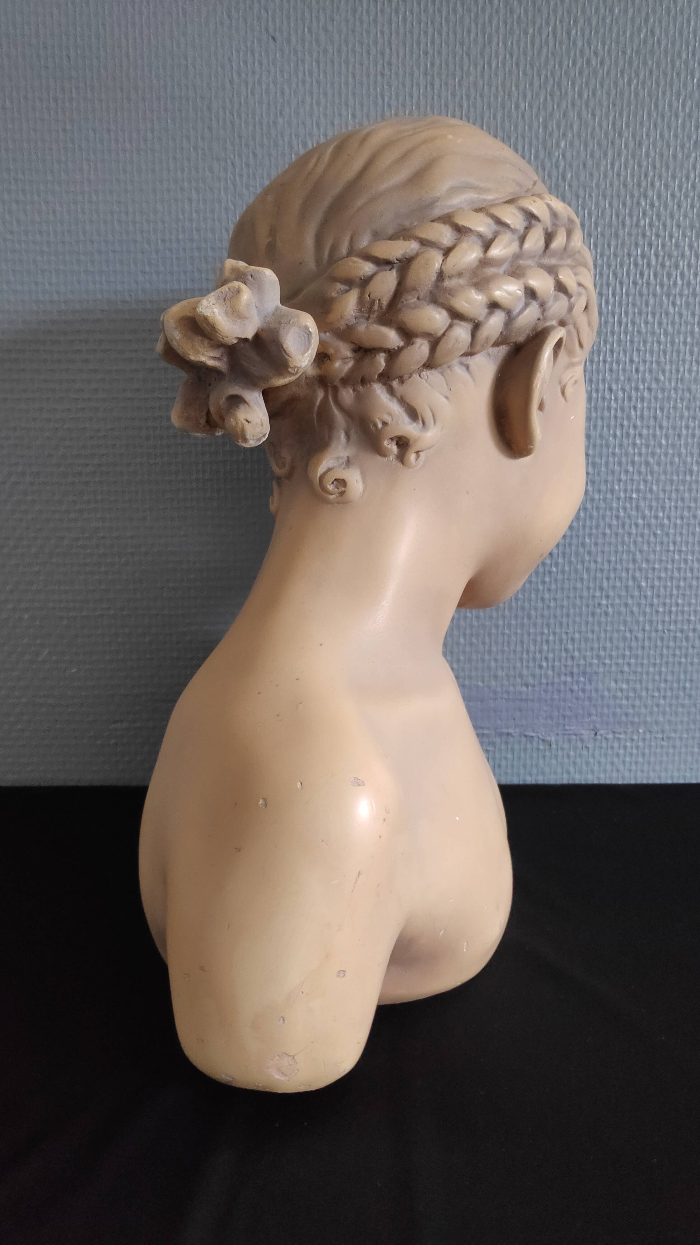 Bust "the laughing" after jean-baptiste pigalle in plaster