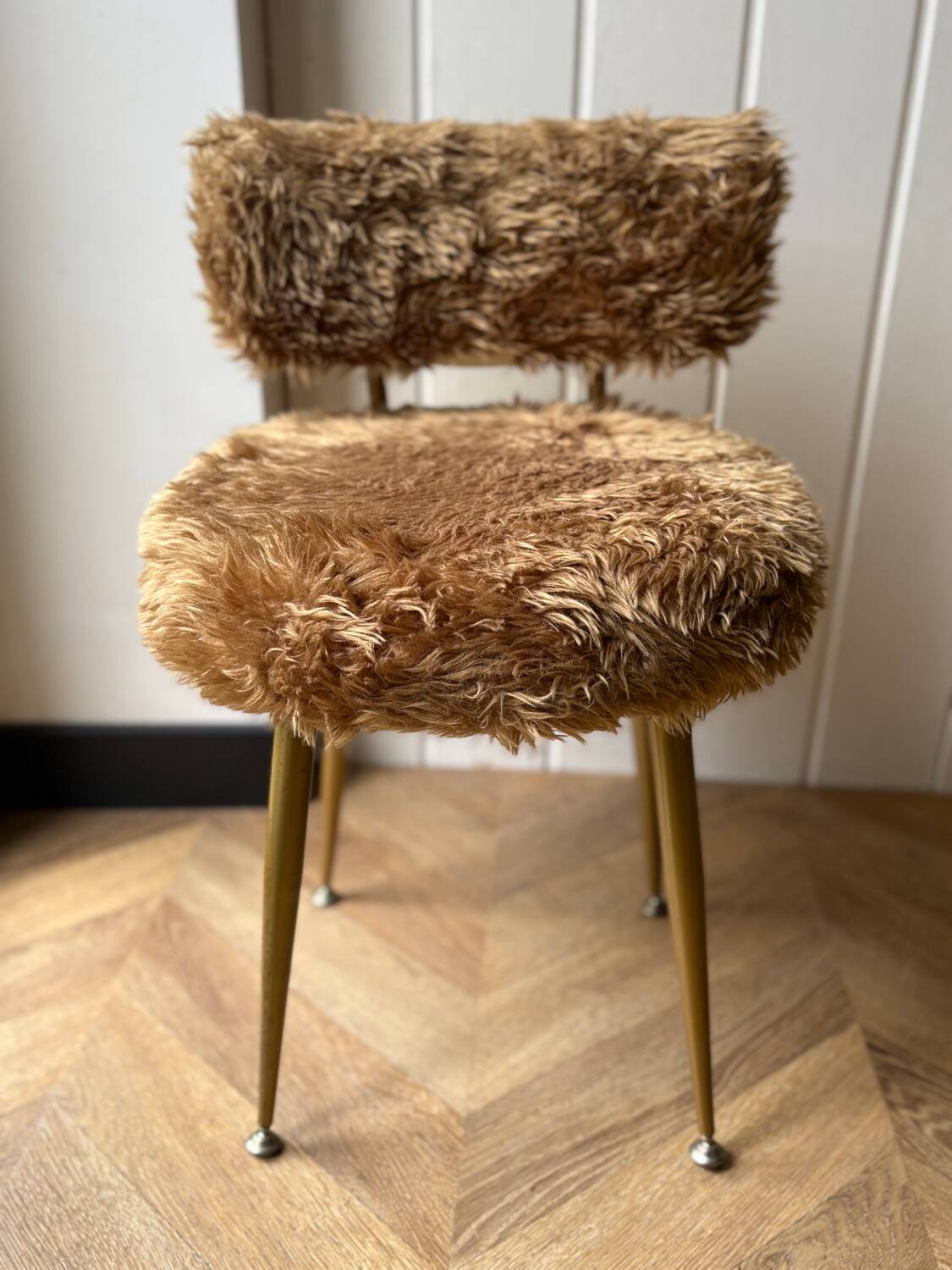 Vintage 1970s ochre pelfran fur chair