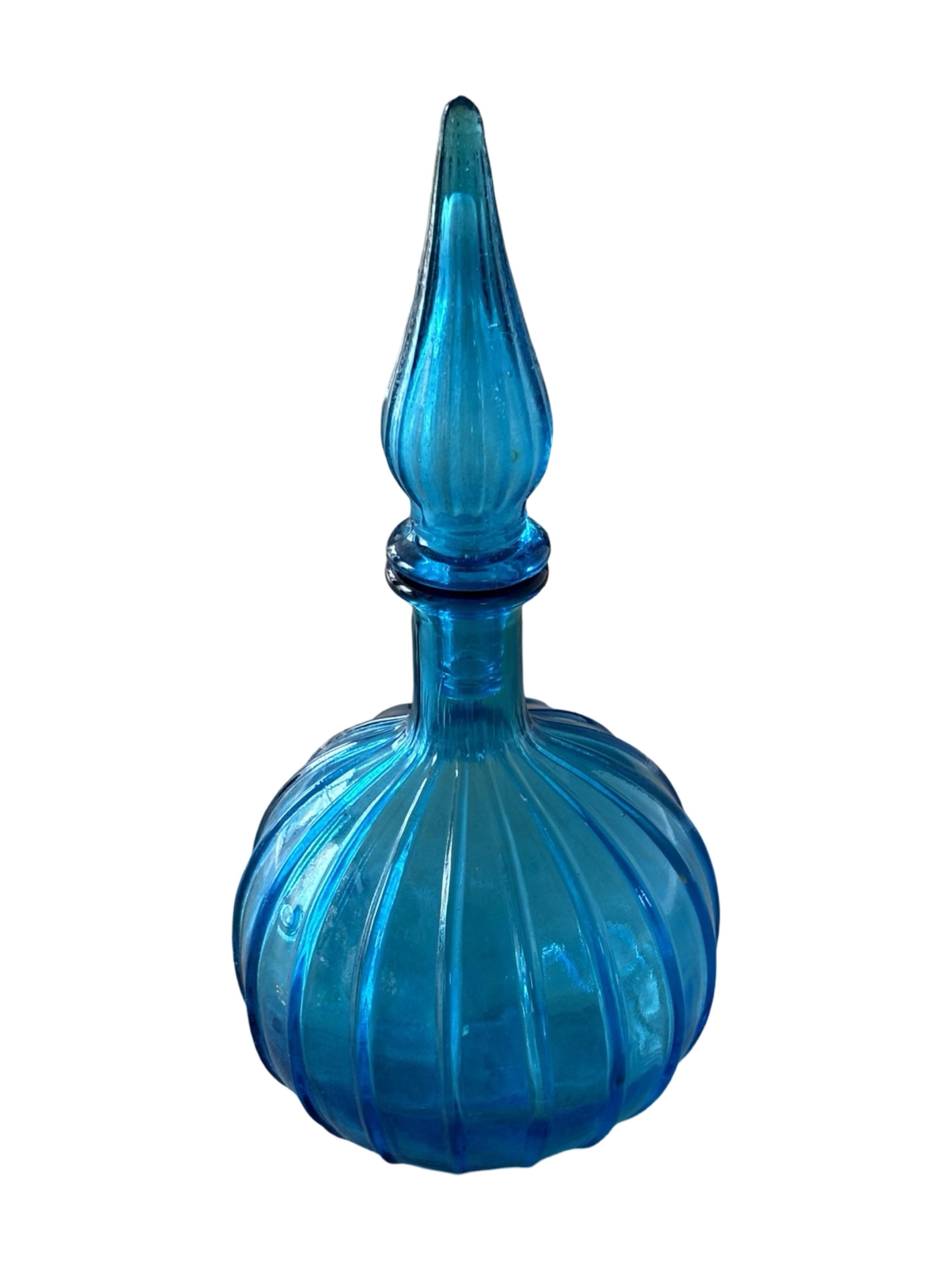 Vintage Empoli Glass Decanter with Stopper, Italy, 1960s