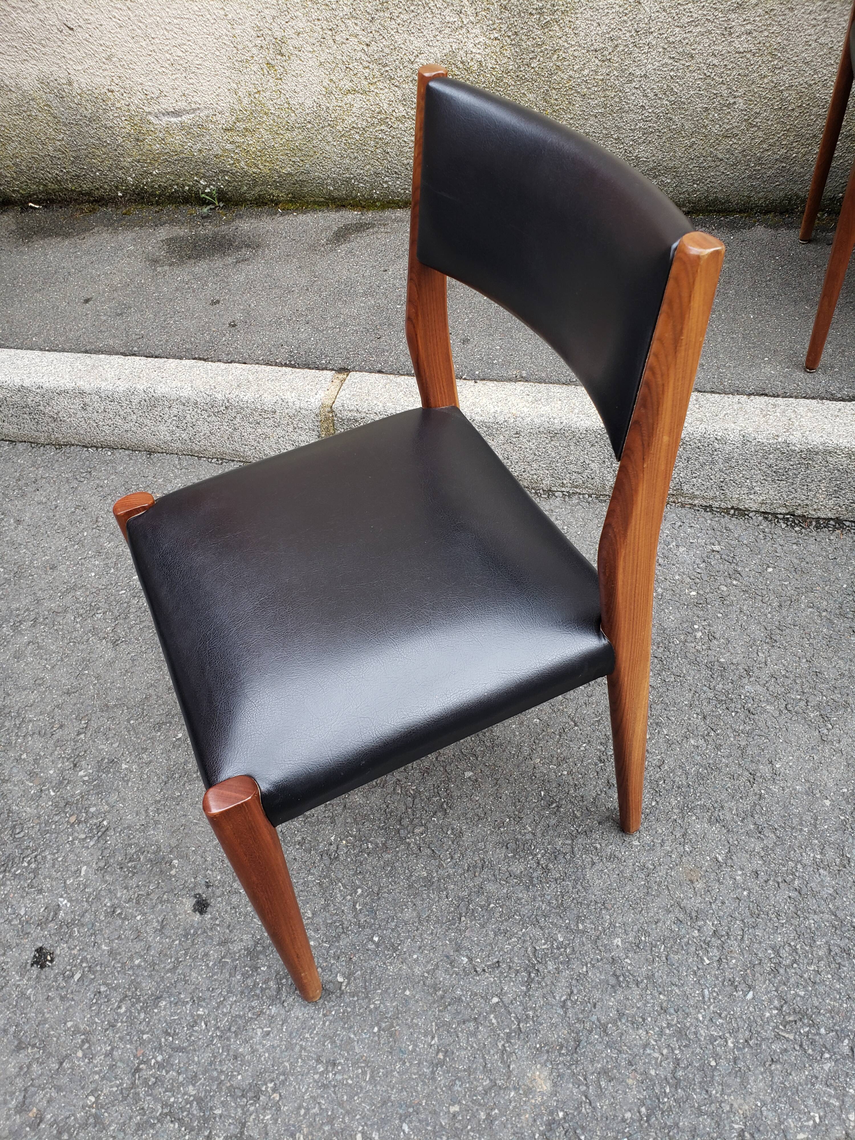 6 scandinavian black and beech chairs