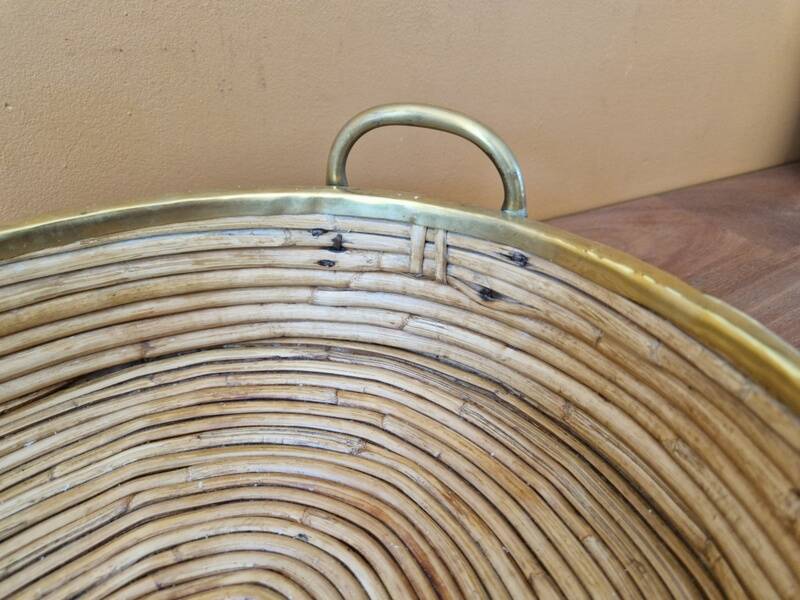 Gabriella Crespi (1922-2017) Rattan basket, tray, centerpiece