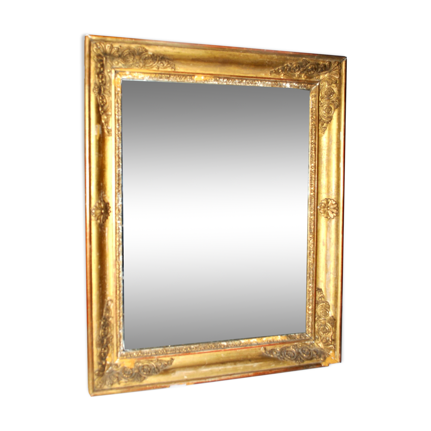 Old mercury mirror Restoration 19th century - Gilded frame with leaf