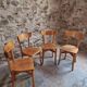 Set of 4 French bistro chairs, beech and plywood, 1960s, mid-century dining chairs.