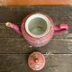 Antique MUN SHOU Teapot Pink Porcelain Flower Decor China Vintage #