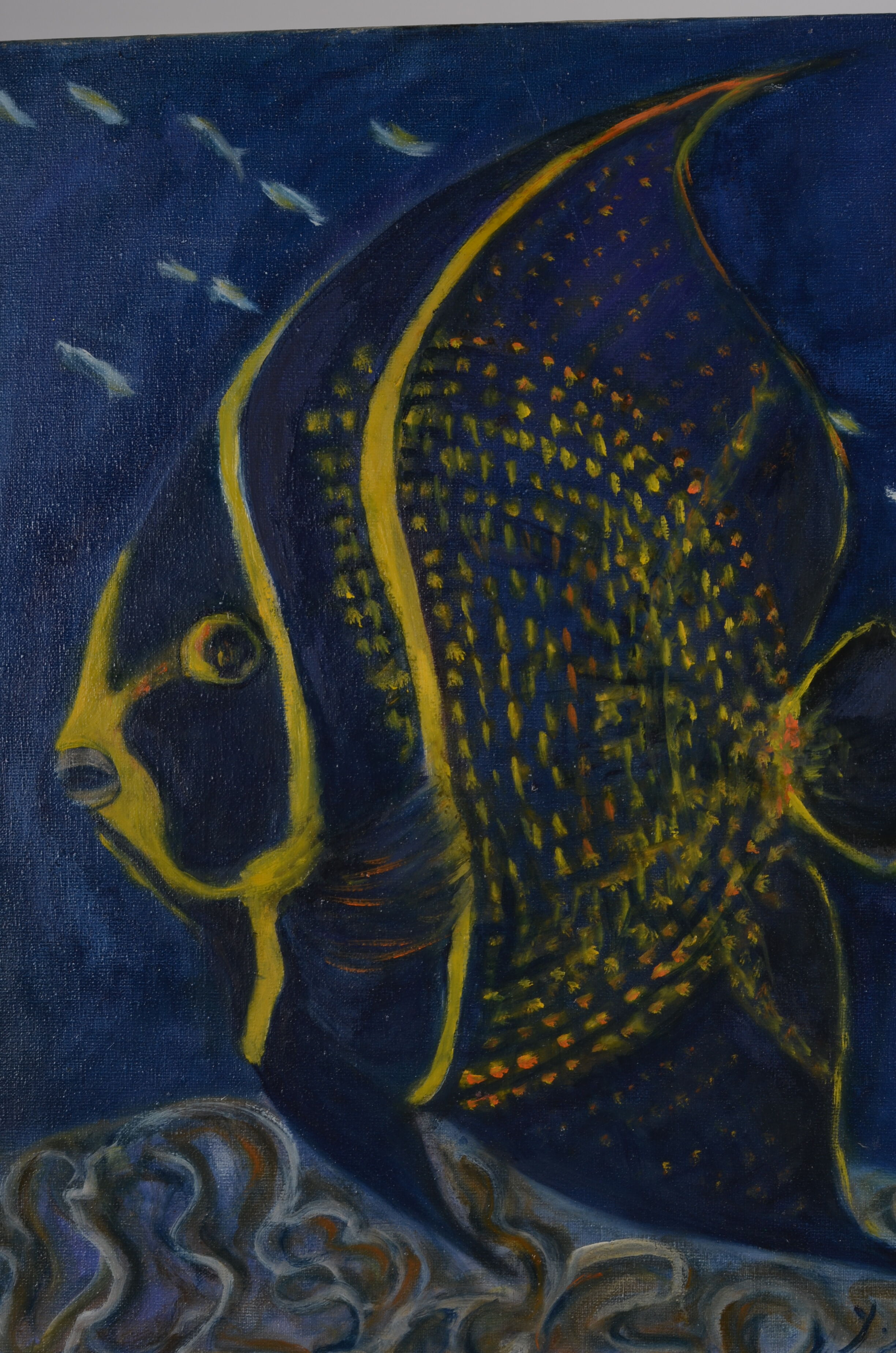 Oil on canvas fish angel