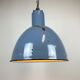 Bauhaus blue enamel industrial pendant lamp, 1950s