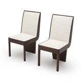 Set of heather wood and fabric chairs, 1940s.