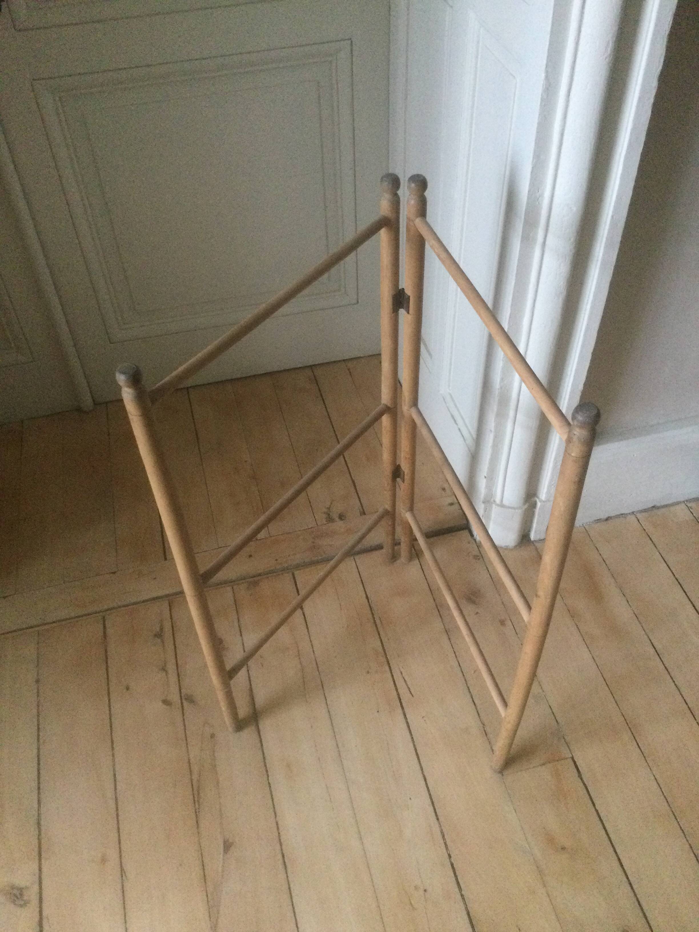 Old natural wood towel rack