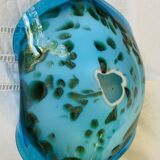 Blue and gold art deco glass dish