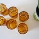 Set of 6 amber glasses, frosted effect, vintage French