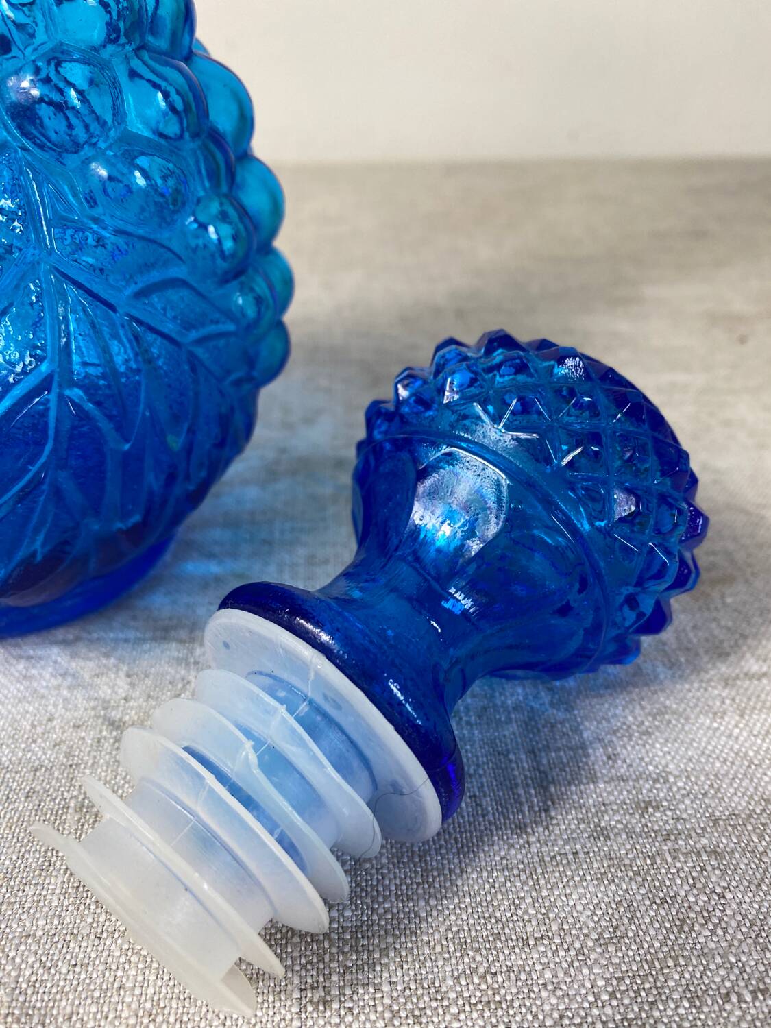 Carafe en verre d’empoli bleu