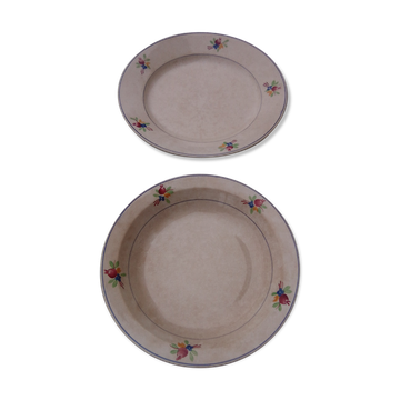 Hollow round dish and round dish in Gien earthenware nice model