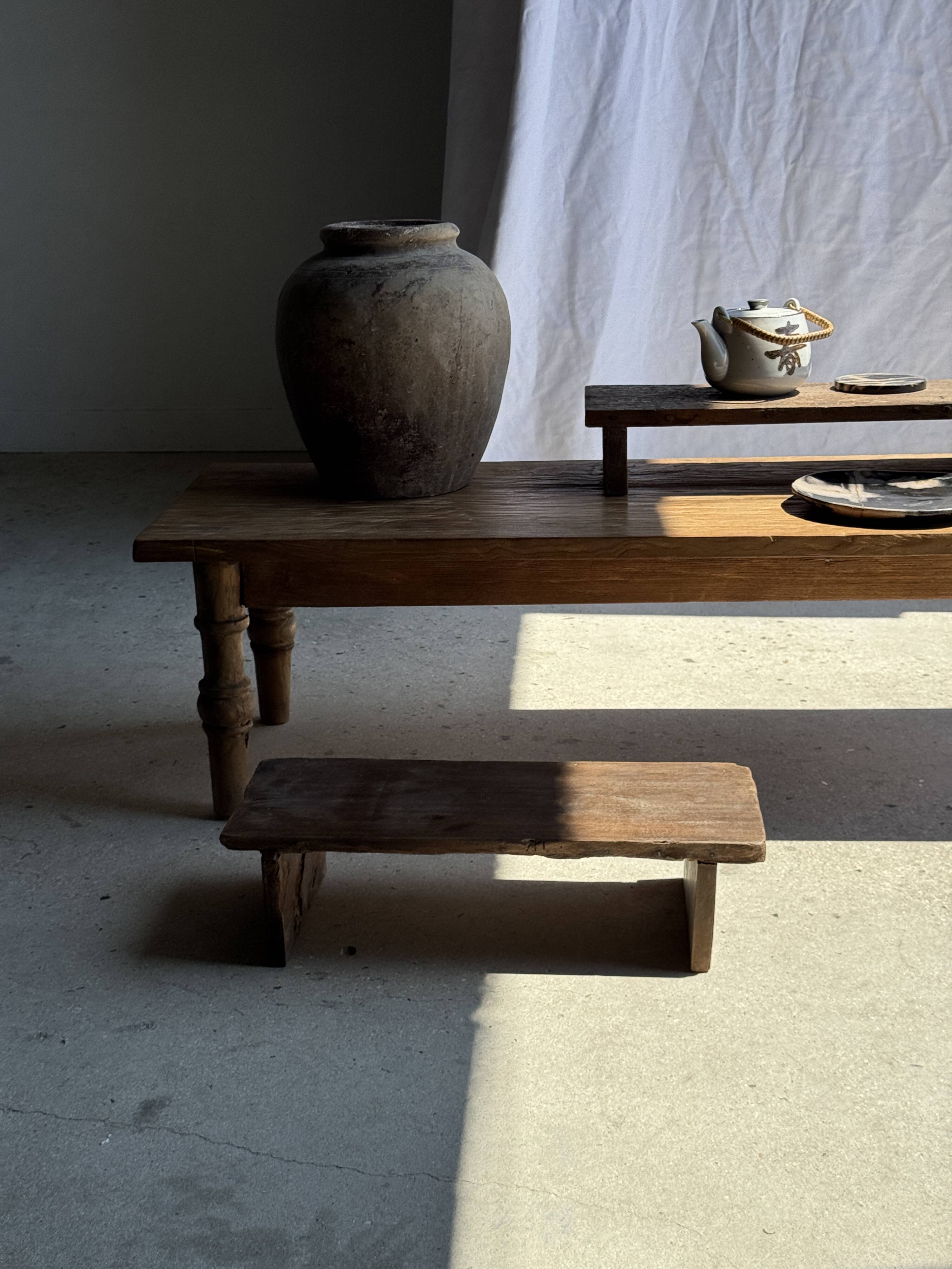 Small low bench in old teak from Indonesia H14 L50