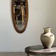 Vintage oval mirror in oak with bevelled glass H120 W43 D2