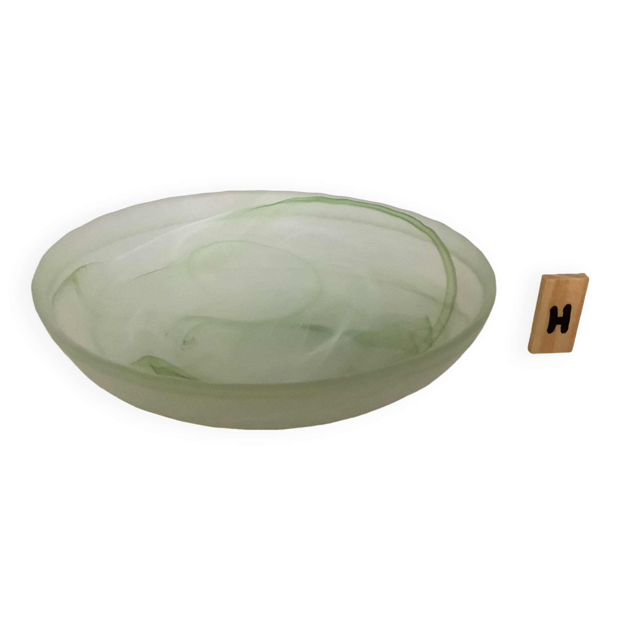 Green glass pâte de verre pocket ashtray H