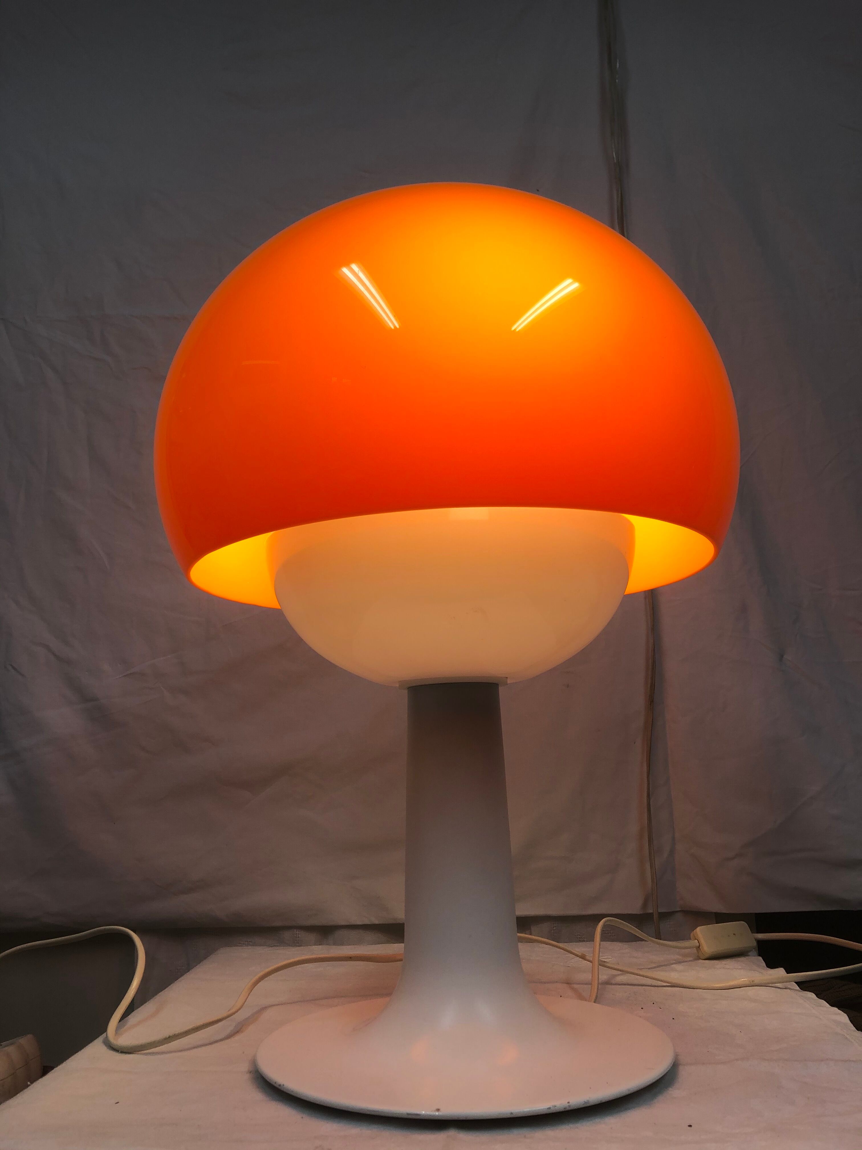 Lampe champignon orange design années 70