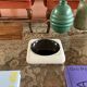 Space age black and white ceramic ashtray / vide poche, Italy 1970s
