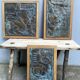 Vintage triptych in repoussé copper Judaïsa - signed