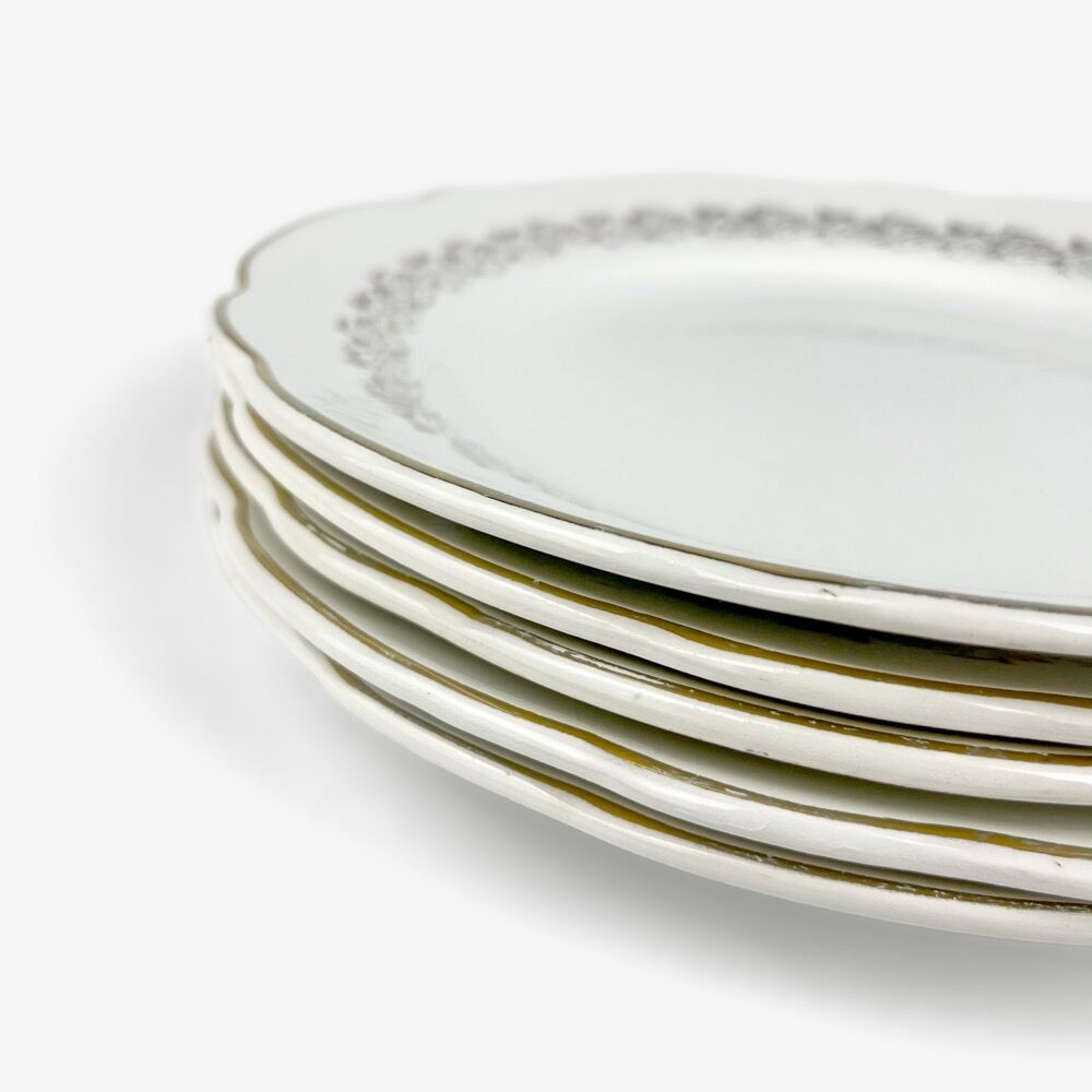 Six Plates Sarreguemines with scalloped edges