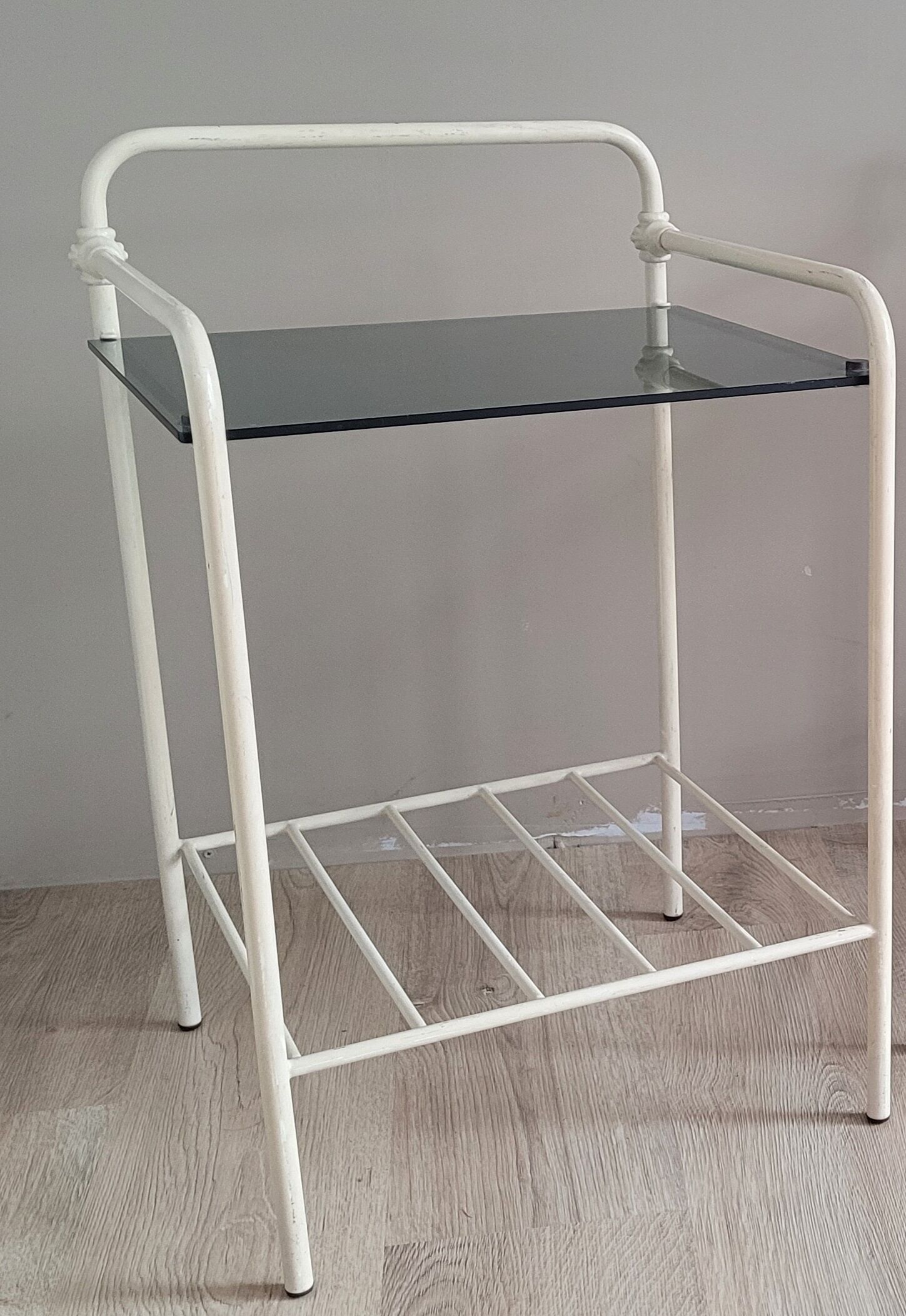 Bedside table metal glass 60s