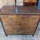 Solid wood chest of drawers with 3 patinated varnished drawers