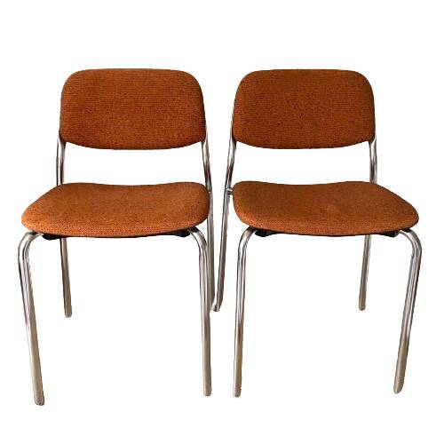 Pair of vintage Eurosit chairs, chrome and tweed, 1970s