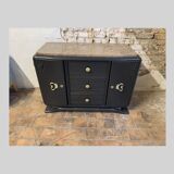 Black art deco sideboard and grey marble