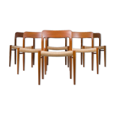 Danish model 75 chairs in Teak by Niels O. Møller for JL Mollers Møbelfabrik, 1950