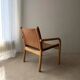 Danish safari armchair beech wood leather 1970s