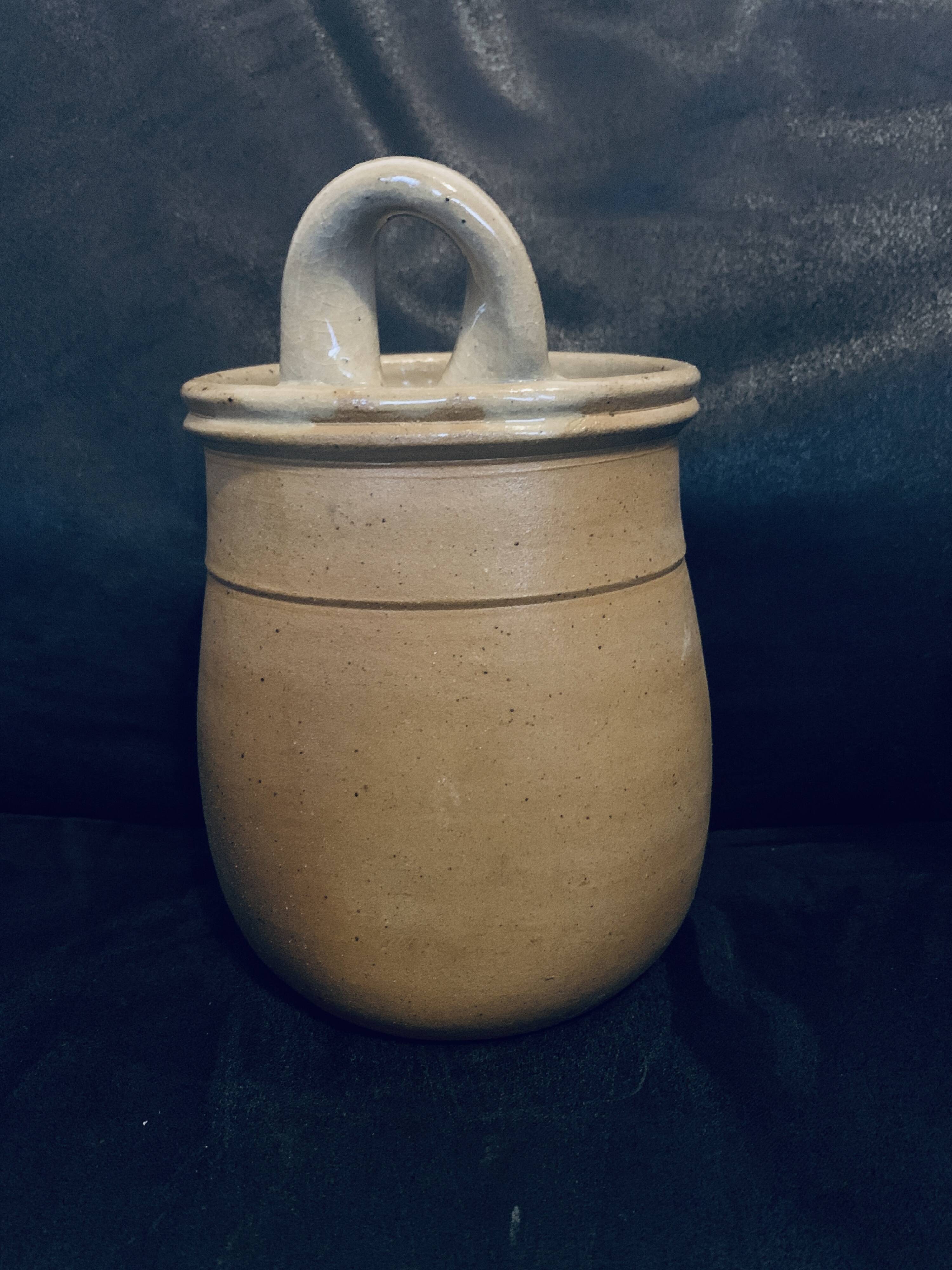 Handmade pot 14cm old vintage pottery flower decor wall hanging or to place on a beautiful piece of furniture