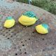 Salt and mustard pots, ceramic lemons, barbotine Vallauris.