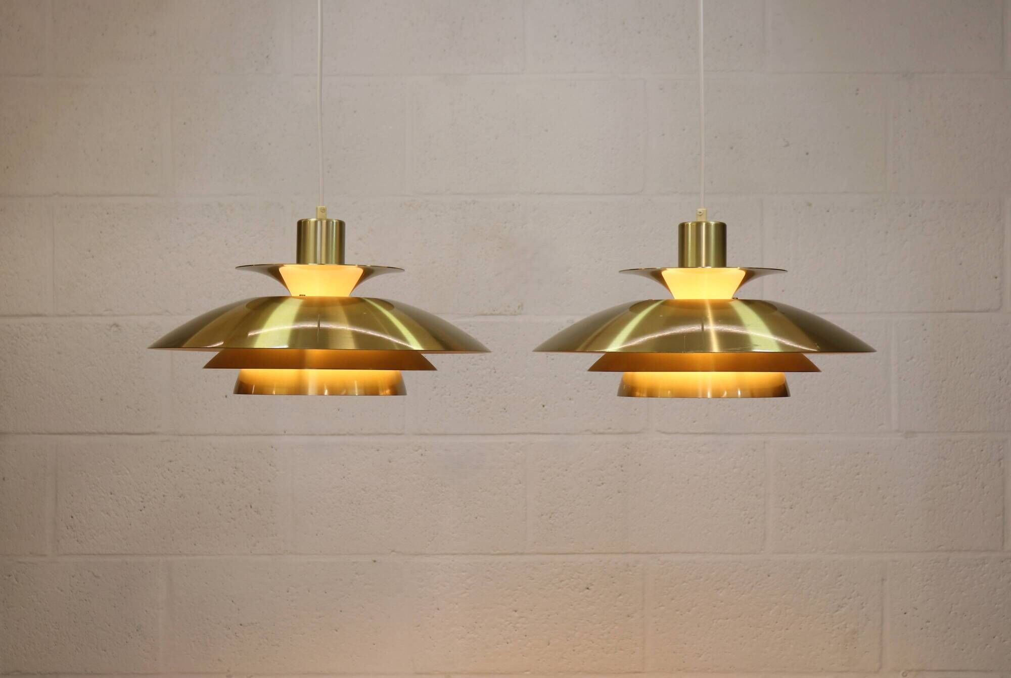 Rare golden pair of Danish design lamps  - great condition.