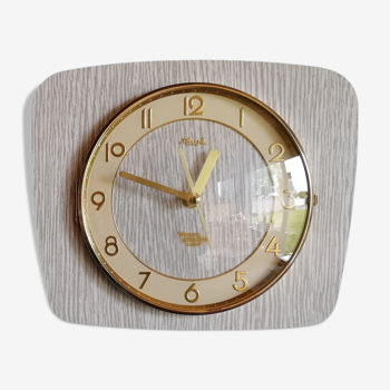 Horloge vintage pendule murale silencieuse "Kienzle Formica blanc gris"