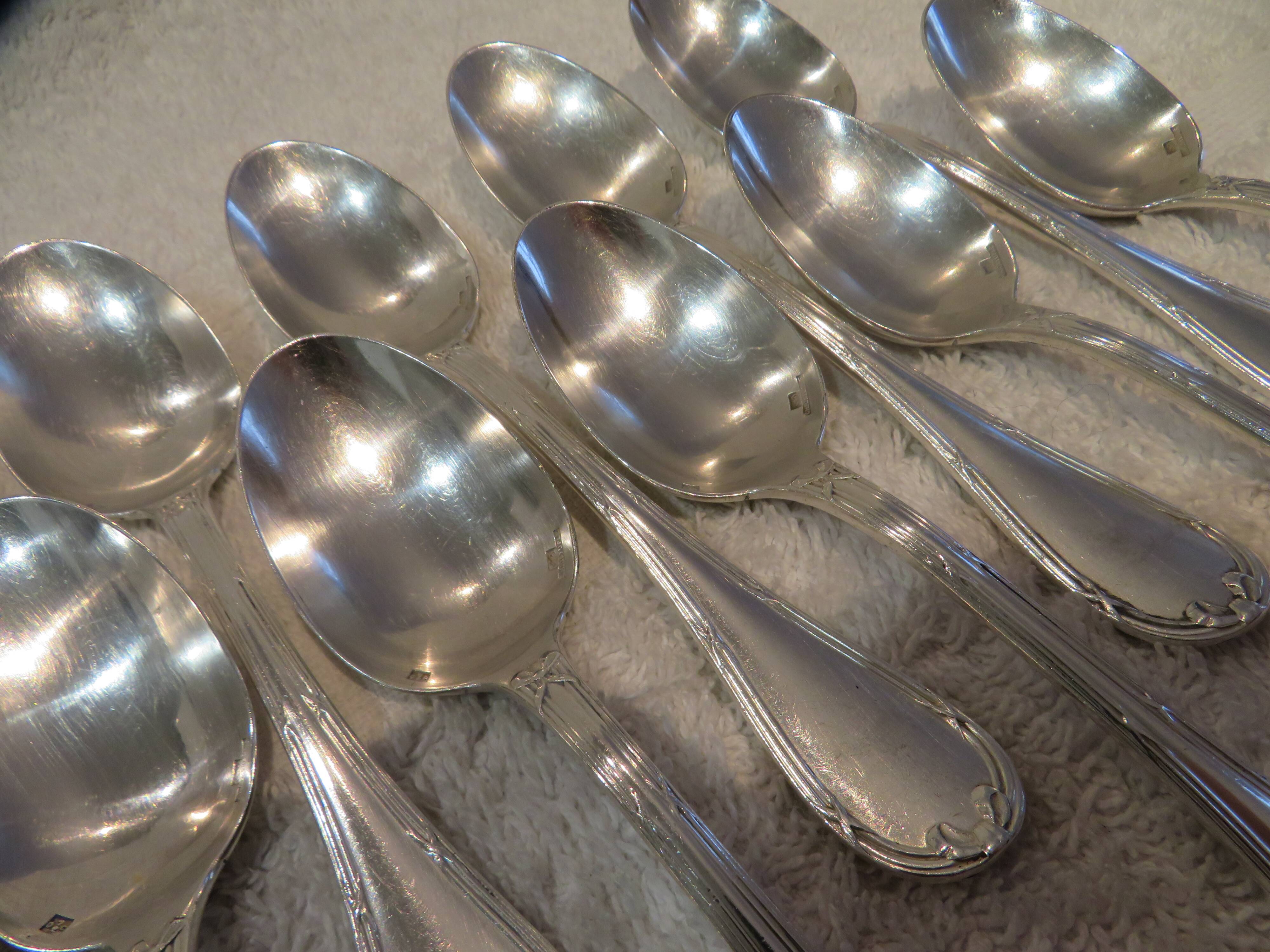 10 silver-plated coffee spoons by Christofle Rubans Louis XVI