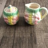 Ensemble Pot à lait et sucrier en barbotine - Parfait état