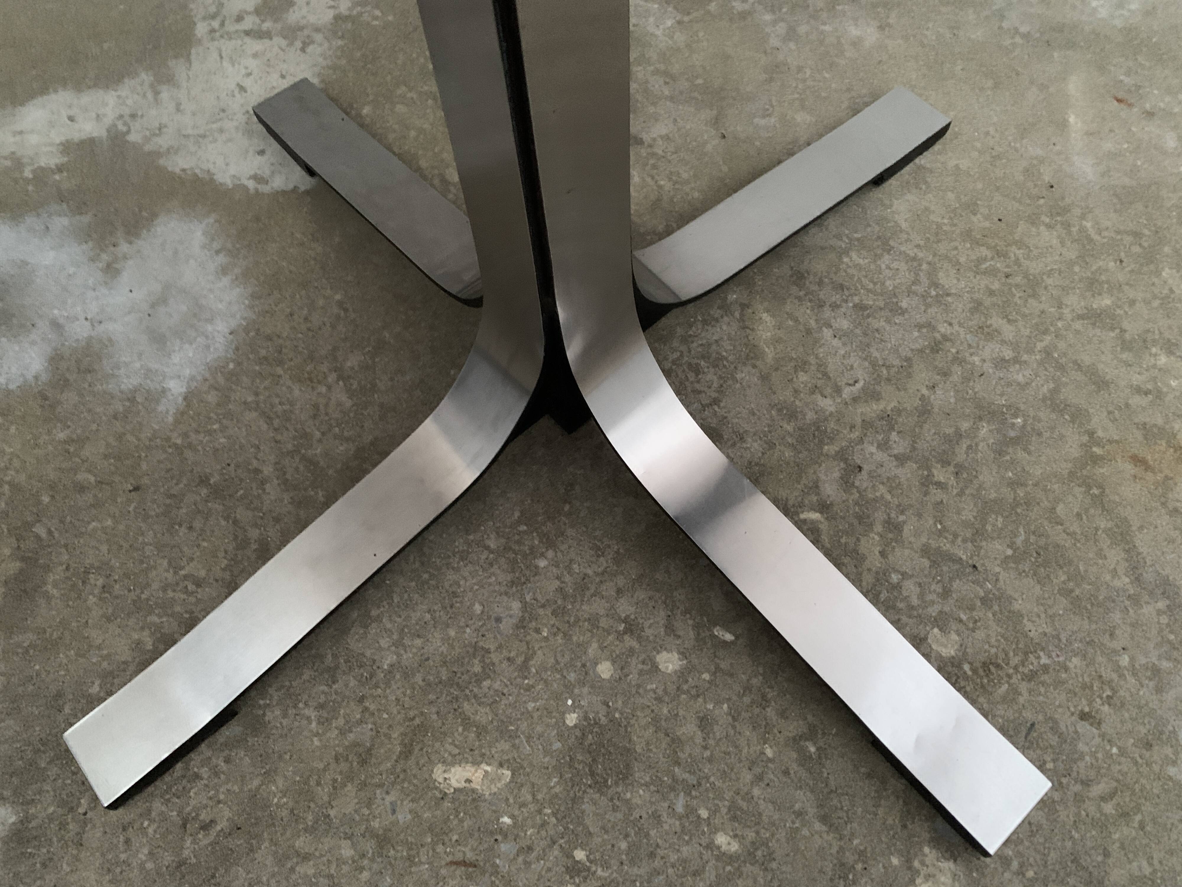 Table basse ajustable en table de séjour en inox avec verre fumé, 1970