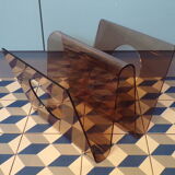 Michel Dumas smoked plexiglass magazine holder