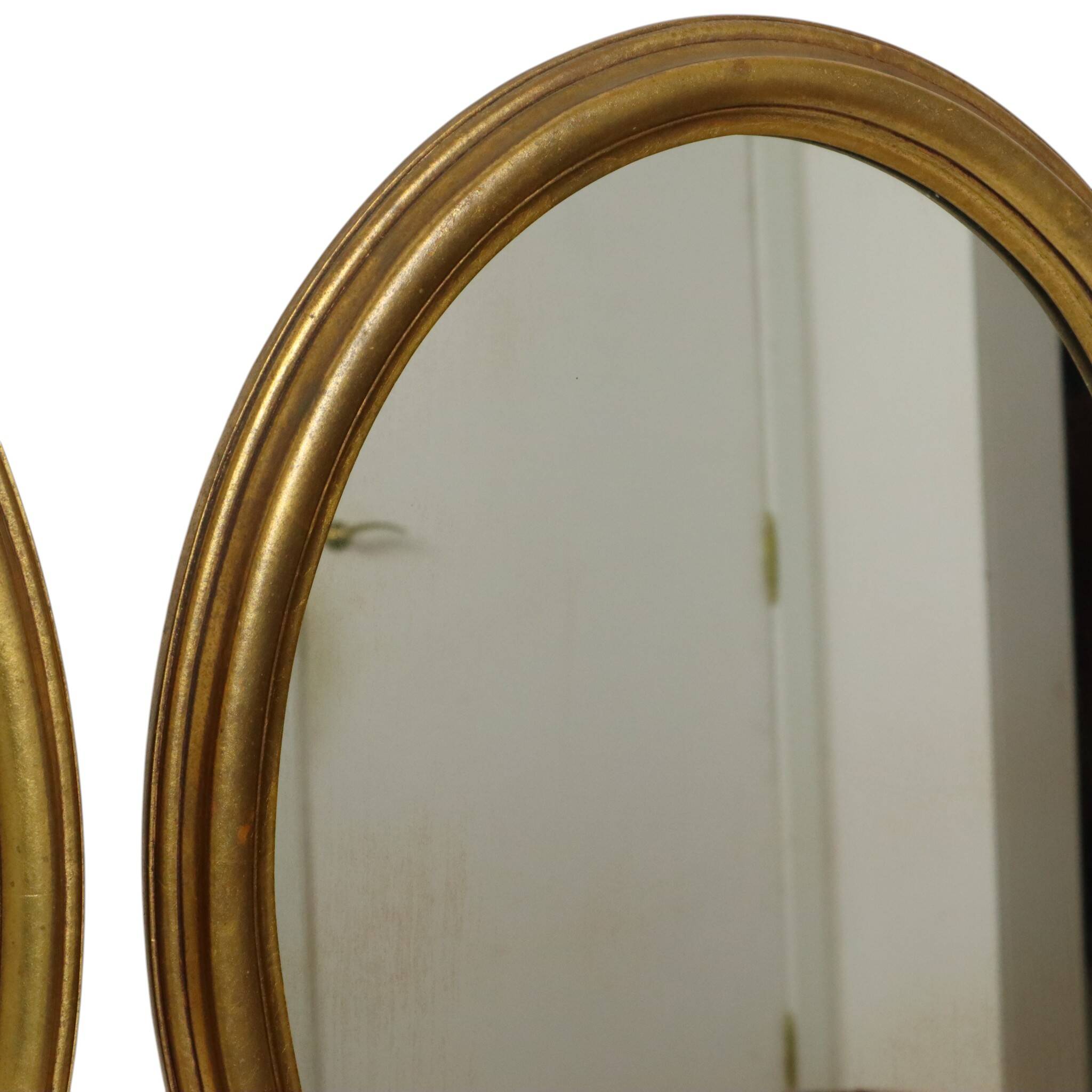 Pair of Oval Gold-Leaf Mirrors, France, 20th Century